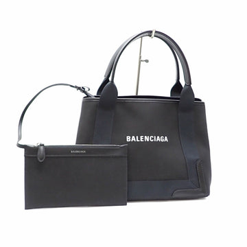 BALENCIAGA Tote Bag Navy Cabas S Ladies Black Canvas Leather 339933