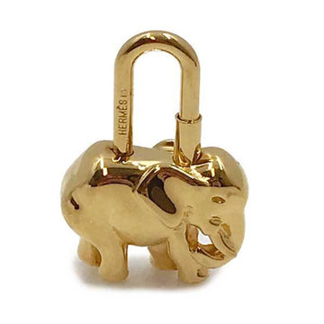 HERMES Pendant Top Cadena Elephant Gold Charm Keychain Padlock