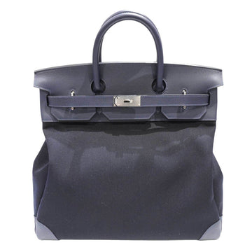 HERMES Hautacroix 40 Handbag Blue Nuit [SV Hardware] Taurillon Maurice Toile Offiche Z Engraved Ladies Men's