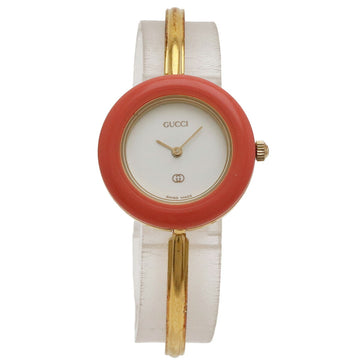 GUCCI Change Bezel White Dial GP Ladies Quartz Watch 1100-L