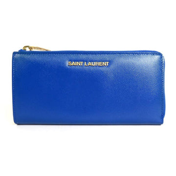 SAINT LAURENT L-shaped zipper long wallet leather blue men's 340840 55123a