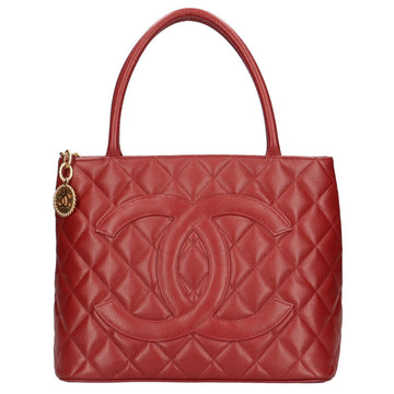 CHANEL Reprint Tote Bag Caviar Skin Red Ladies