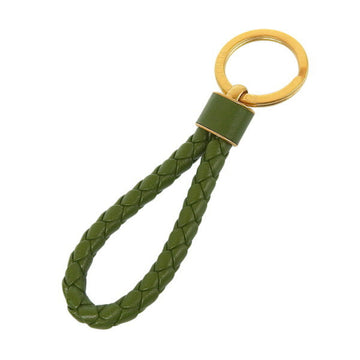 BOTTEGA VENETA Intrecciato Leather Key Ring Green Women's