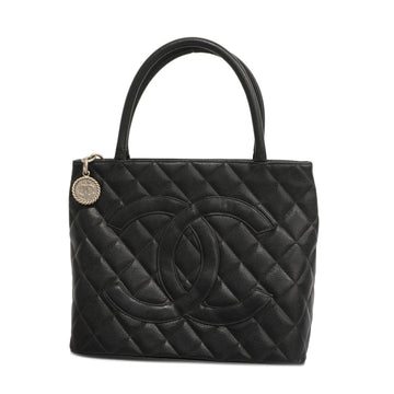 CHANELAuth  Reprint Tote Women's Caviar Leather Black