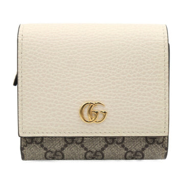 GUCCI Medium Wallet GG Petit Marmont Bifold 598587 Supreme Canvas Leather Beige x Brown Ivory Gold Hardware