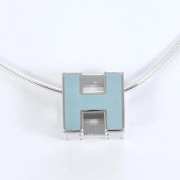 HERMES H Logo Cube Silver Metal Necklace Enamel Total Weight Approx. 9.6g 41cm Jewelry