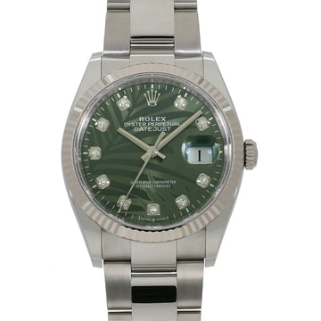 ROLEX Datejust 36 126234G Random Olive Green Palm Motif x 10P Diamond Men's Watch