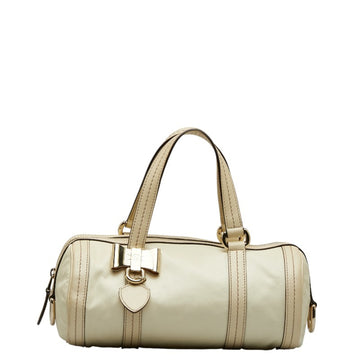 GUCCI Duquessa Ribbon Crest Charm Handbag Boston Bag 181485 Ivory Leather Ladies