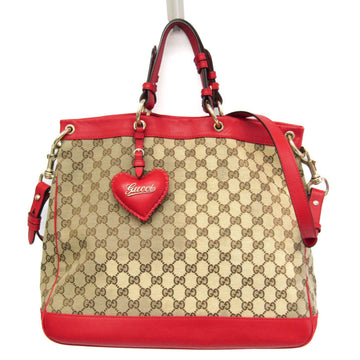 GUCCI GG Canvas Valentine 282342 Women's Leather,Canvas Handbag,Shoulder Bag Beige,Brown,Red Color