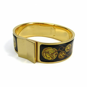 HERMES bangle bracelet enamel cloisonne accessory gold black plated ladies accessories gp