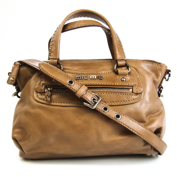 Miu Miu Womens Leather Handbag Shoulder Bag Brown