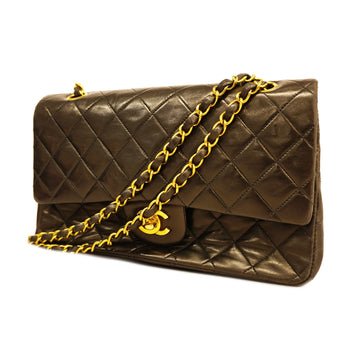 Chanel Shoulder Bag Matelasse W Flap W Chain Lambskin Black Gold metal