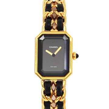 CHANEL Premiere M size H0001 Vintage Ladies Watch Black Dial Gold Quartz