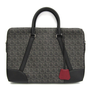 SALVATORE FERRAGAMO Gancini FZ-24 A197 Men's Leather,PVC Briefcase,Handbag Black,Gray