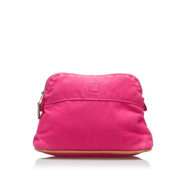 HERMES Bolide Pouch Pink Canvas Women's