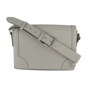 LOUIS VUITTON New Flap Messenger Taiga Shoulder Bag M30808 Gray Silver Hardware