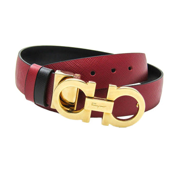 SALVATORE FERRAGAMO Gancini Women,Men Leather Standard Belt Black,Dark Red