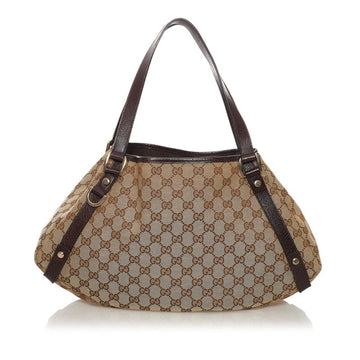 Gucci GG Canvas Shoulder Bag 130736 Beige Brown Leather Ladies GUCCI