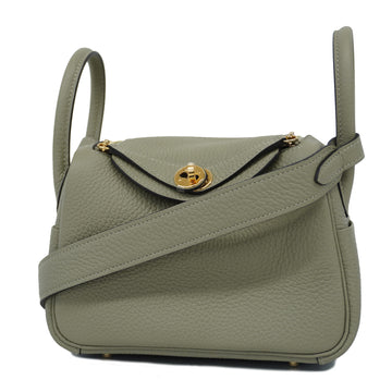 HERMESAuth  2way Bag Lindy Mini B Engraved Sage Women's Taurillon Clemence