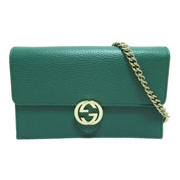 GUCCI Chain wallet Shoulder Bag Green leather 615523