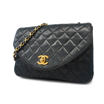 Chanel Shoulder Bag Matelasse Single Chain Lambskin Black Gold metal