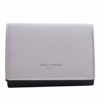 SAINT LAURENT Leather Trifold Wallet - White/Black