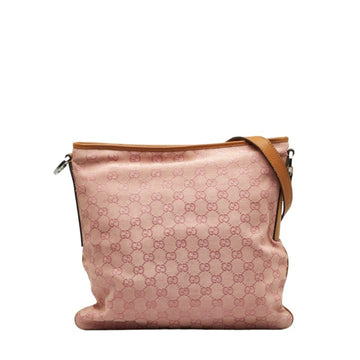 GUCCI GG Canvas Shoulder Bag 113013 Pink Beige Leather Women's