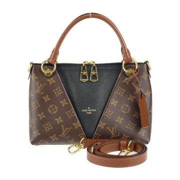 LOUIS VUITTON V tote BB handbag M43976 monogram canvas leather brown black gold metal fittings 2WAY shoulder bag