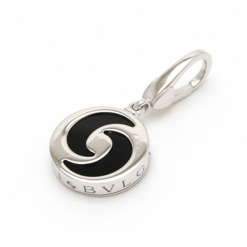 BVLGARI Optical Pendant Head Necklace Top Charm K18WG White Gold SS Stainless Steel Onyx