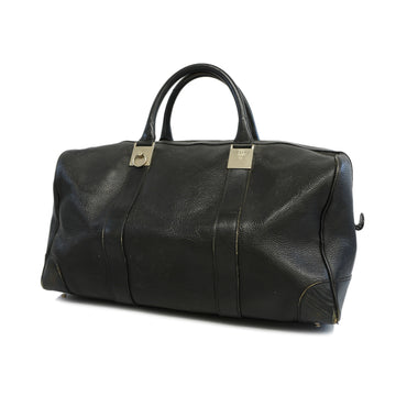 CELINEAuth  Boston Bag Men,Women,Unisex Leather Boston Bag Black