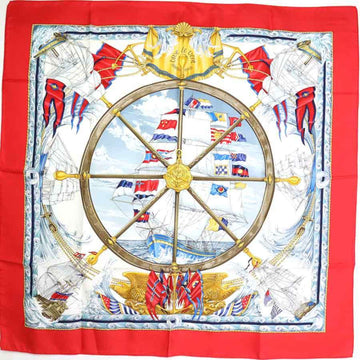 HERMES Scarf Carre 90 Vive le vent Silk Red/Multicolor Women's e55978a