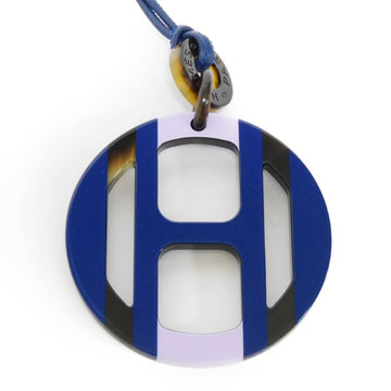 HERMES Necklace H Equipe Pendant Mark Navy Bicolor Logo Buffalo Horn Lacquer Lila H057087FL10 Women's Accessories Jewelry