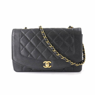 Chanel Diana 25 matelasse chain shoulder bag caviar skin black A01165 vintage Matelasse Bag