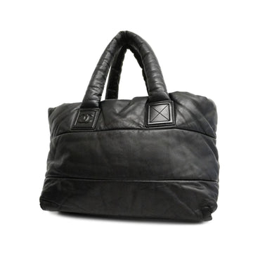 CHANEL Tote Bag Coco Cocoon Leather Black Silver Hardware Women's