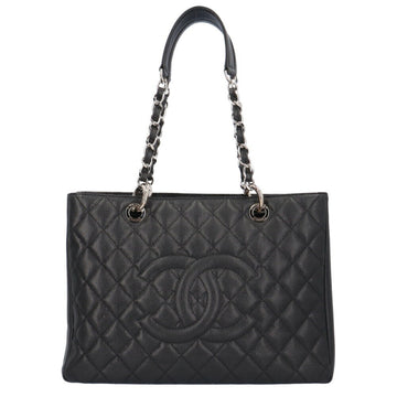 CHANEL GST Tote Chain Bag Caviar Skin Black Women's