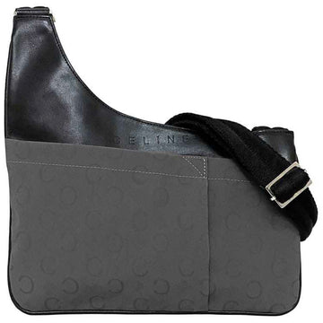 CELINE Shoulder Bag Gray Black C Macadam Vinyl Coated Canvas Ladies Adjustable