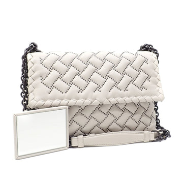 BOTTEGA VENETA Chain Shoulder Bag Women's Ivory Leather