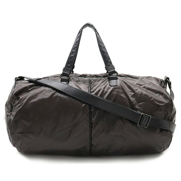 BOTTEGA VENETA Boston Bag Shoulder Nylon Leather Dark Khaki Black