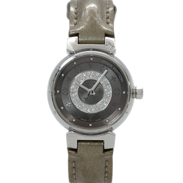 LOUIS VUITTON Tambour disc PM Q12MU ladies watch diamond gray dial quartz