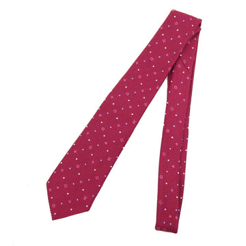 LOUIS VUITTON tie cravat monogram polkadots 8CM M75937 framboise silk wool men's