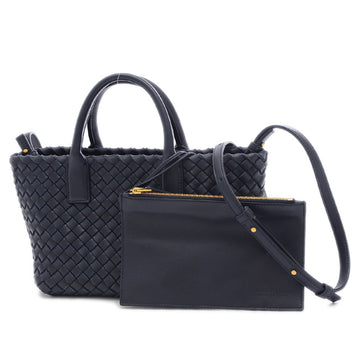 BOTTEGA VENETA Mini Cava Tote Bag Lambskin Navy 709464