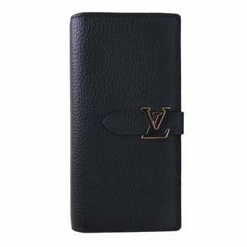 LOUIS VUITTON Taurillon LV Vertical Bifold Long Wallet M81330 Black Ladies