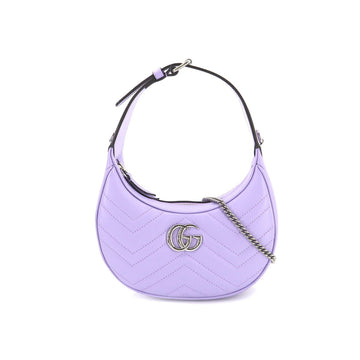 GUCCI GG Marmont Half Moon Shape Mini Bag 2way Hand Shoulder Leather Purple 699514