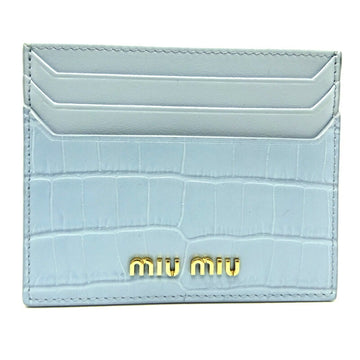 Miu Miu Miu Card Case Women's Pass 5MC002 Leather CIELO (Sky Blue)