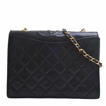 CHANEL Lambskin Matelasse Coco Mark Chain Shoulder Bag Black Ladies