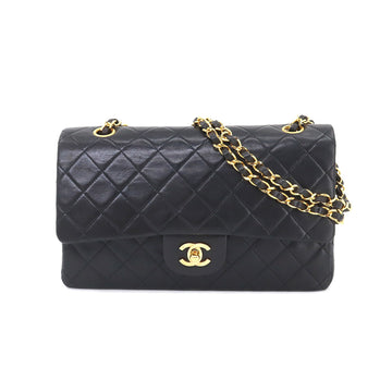 CHANEL Matelasse 25 Chain Shoulder Bag Leather Black A01112 Gold Hardware Vintage