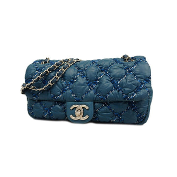 CHANEL Shoulder Bag Paris Visance W Chain Nylon Blue Silver Hardware Women's