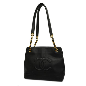 CHANELAuth  Chain Shoulder Women's Caviar Leather Shoulder Bag Black