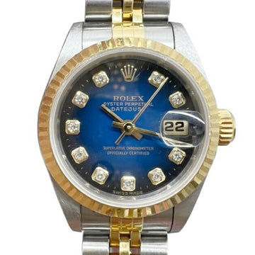 Rolex 69173G Blue Gradation New Diamond SS K18YG Watch Oyster Perpetual W No. 1994-1995 10P Datejust Stainless Steel K18 Yellow Gold