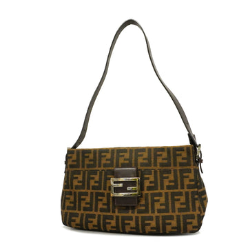 Fendi shoulder bag Zucca canvas brown silver metal